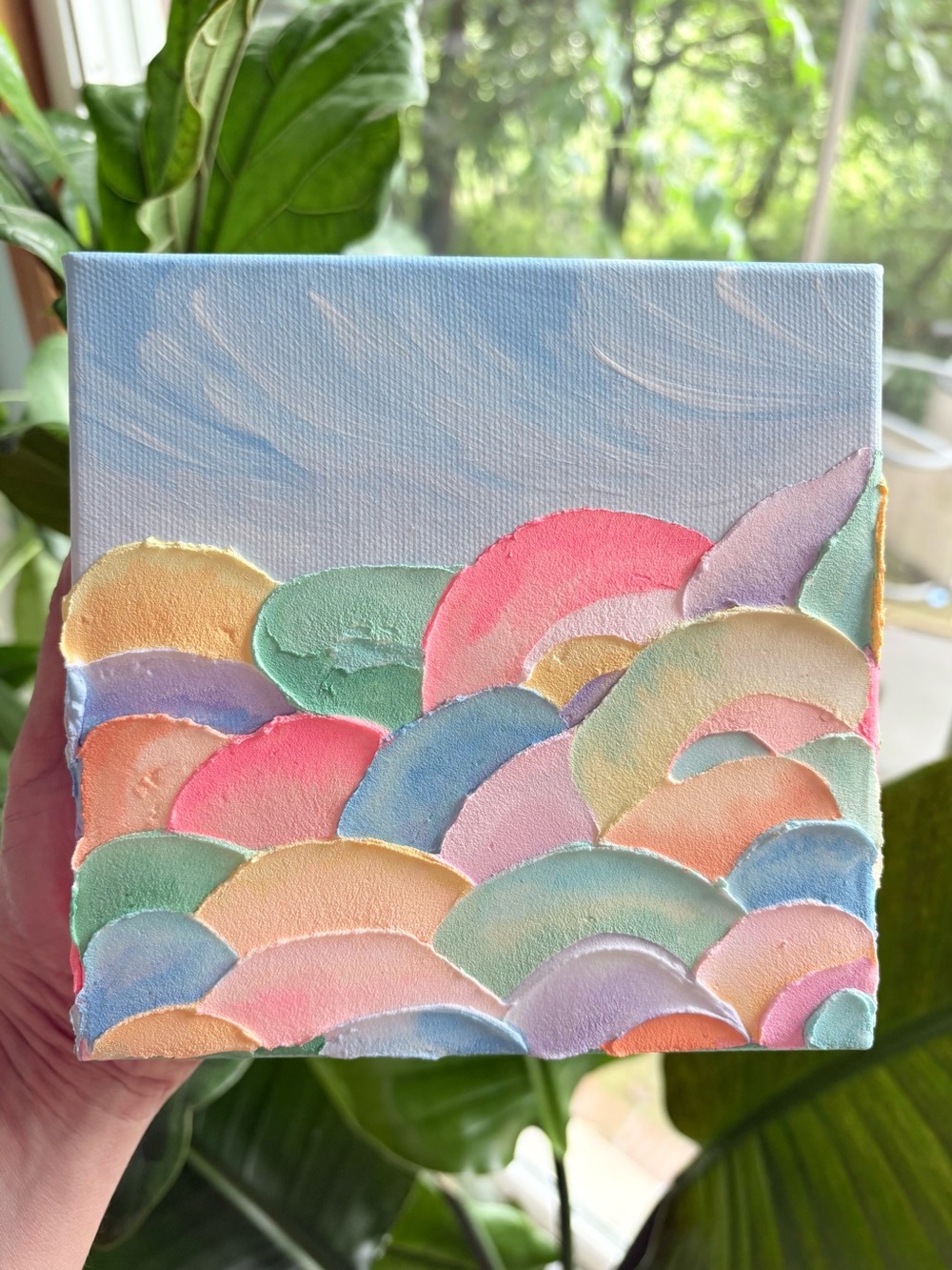 Original Textured Artwork Pastel Wave Canvas — Multicolor Hand-Painted Wall Art